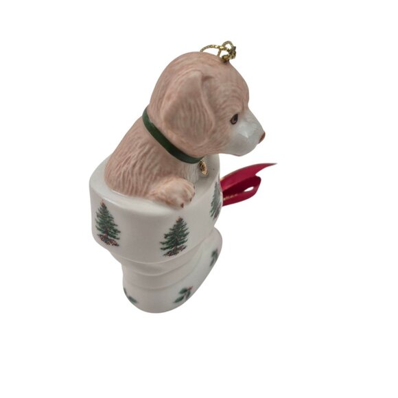 Spode Christmas Tree Ornament Dog In Stocking Porcelain Holiday Decoration - Picture 7 of 10